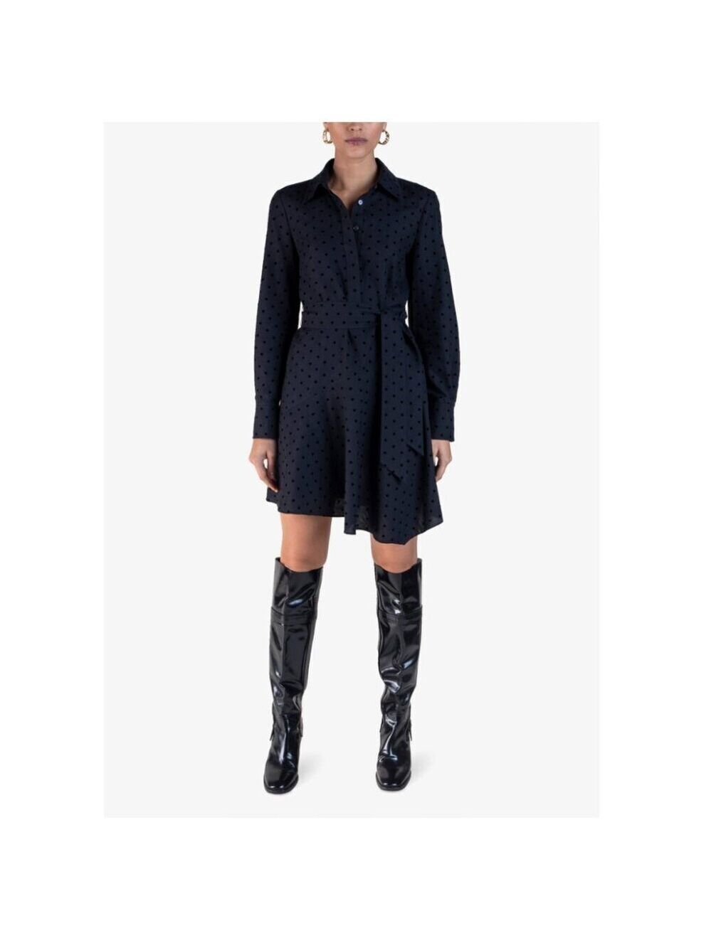 Derek Lam 10 Crosby Alecia Shirt Dress Black Polka Dot Size 6